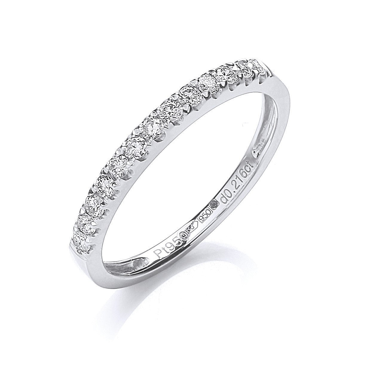 0.20Ct G/H-Si Cut Diamonds Platinum Half Eternity Ring
