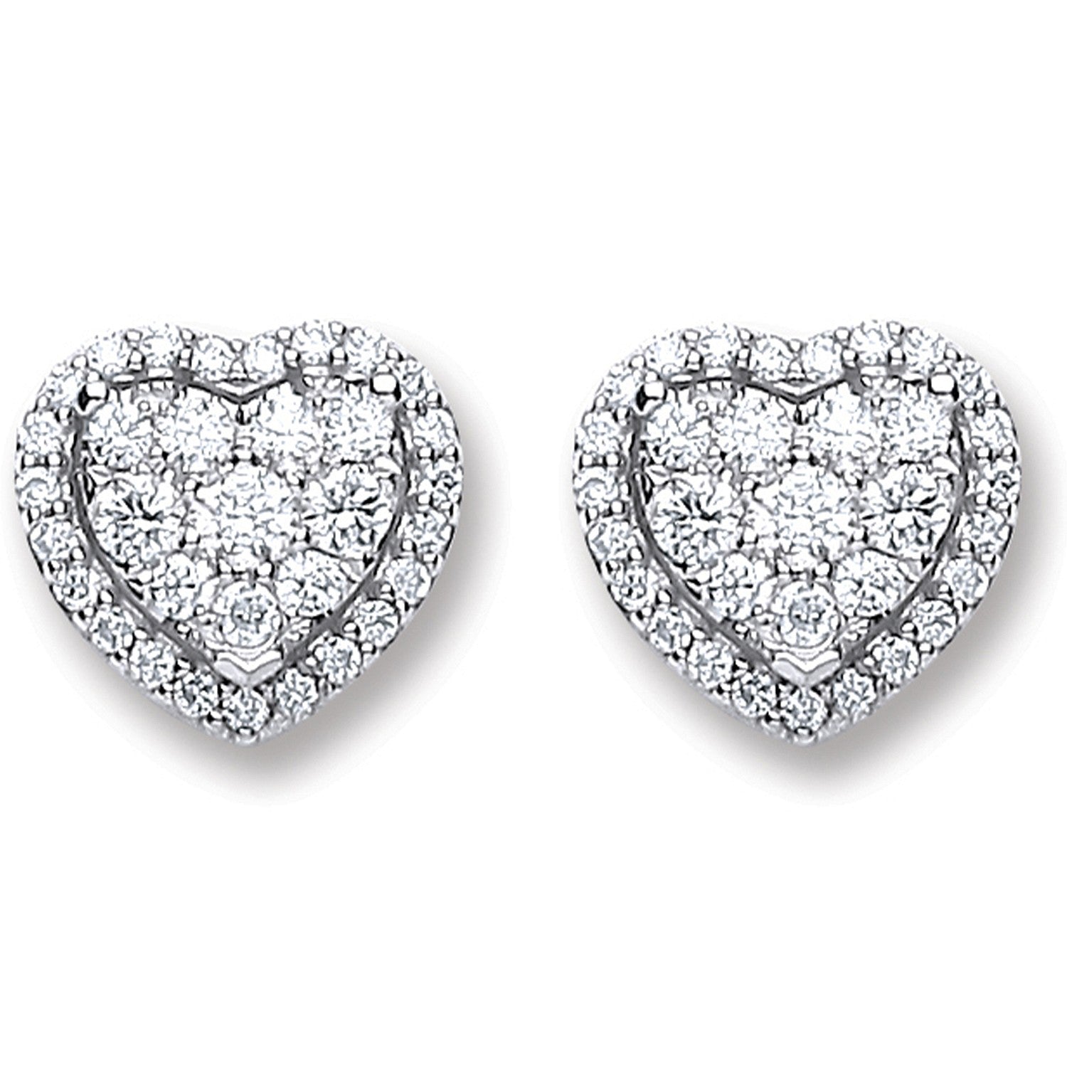 Nnamdi 18k White Gold 0.45ct Diamond Heart Stud Earrings