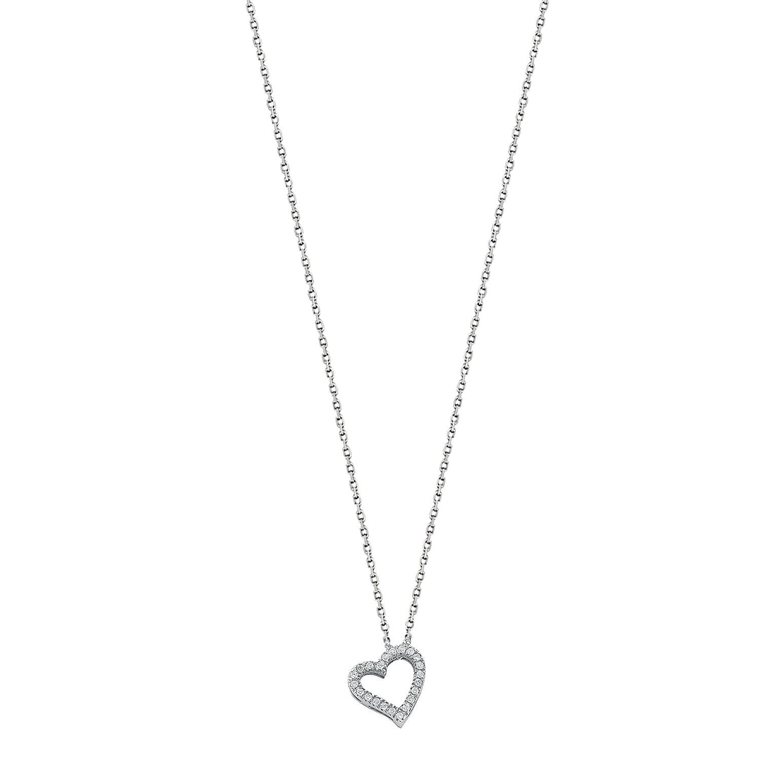Nnamdi 9k White Gold Necklace 0.13ct Diamond Heart Pendant