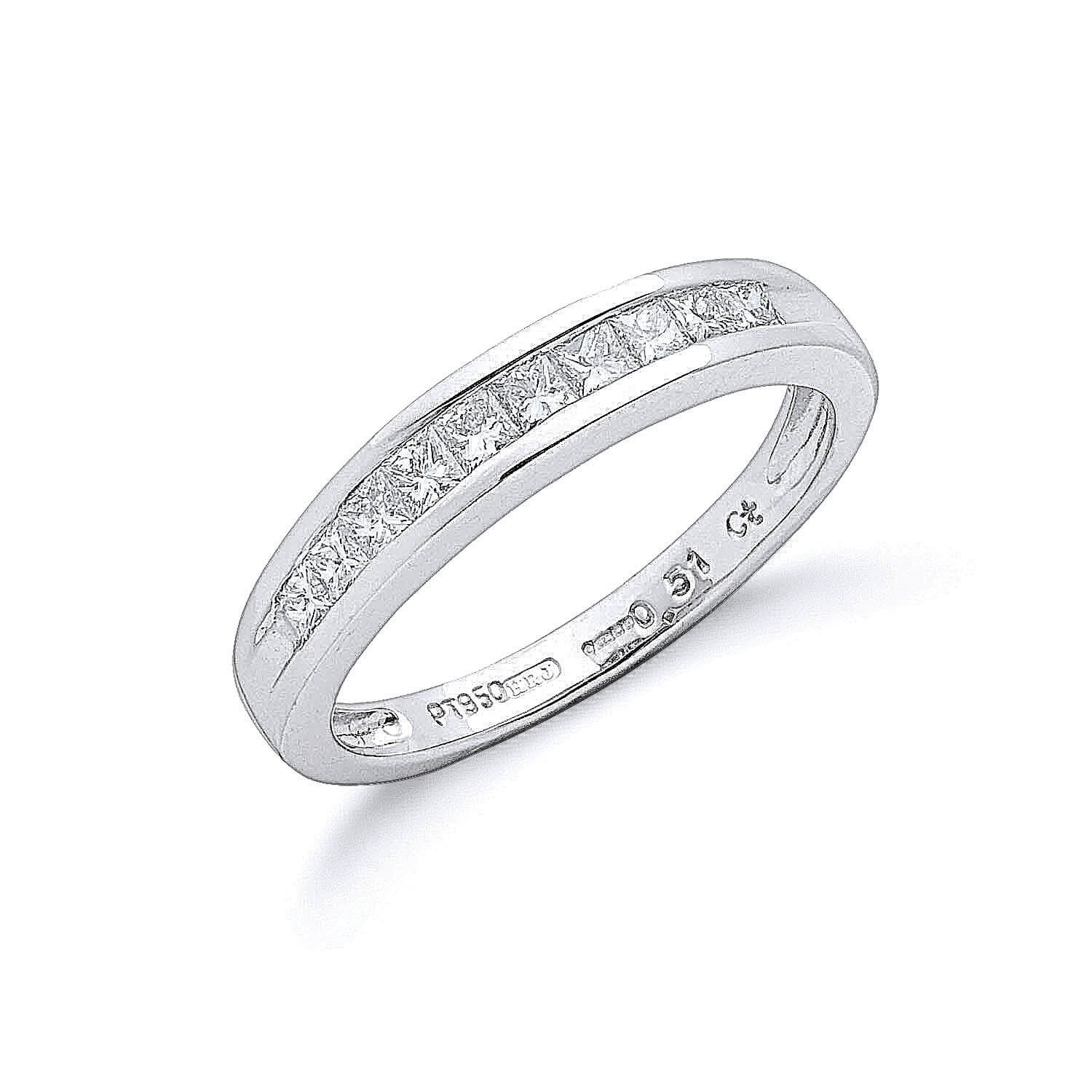 0.50Ct G/H-Vs Princess Cut Diamond & Platinum Eternity Ring