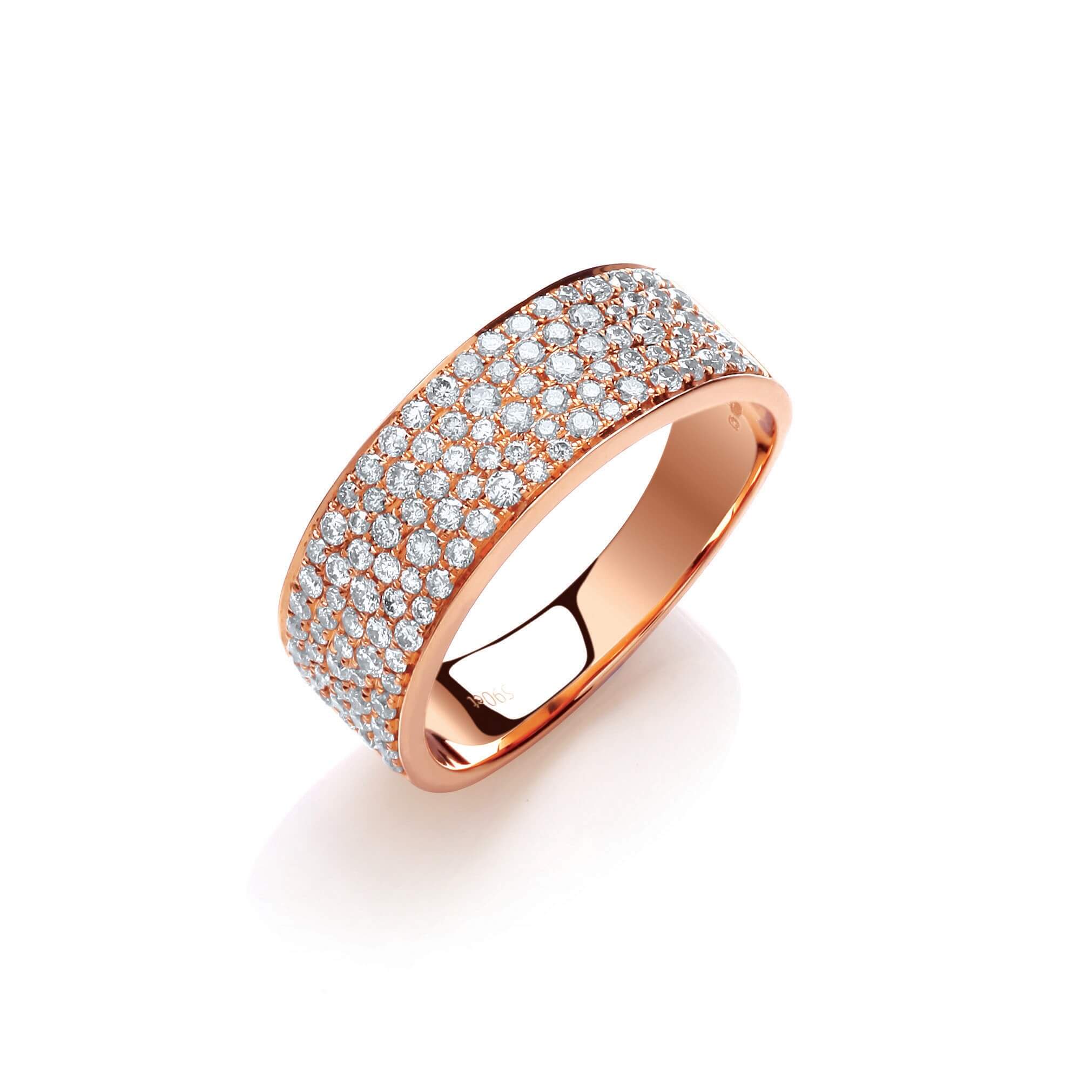 0.60Ct Diamonds Rose Gold Pave Eternity Ring