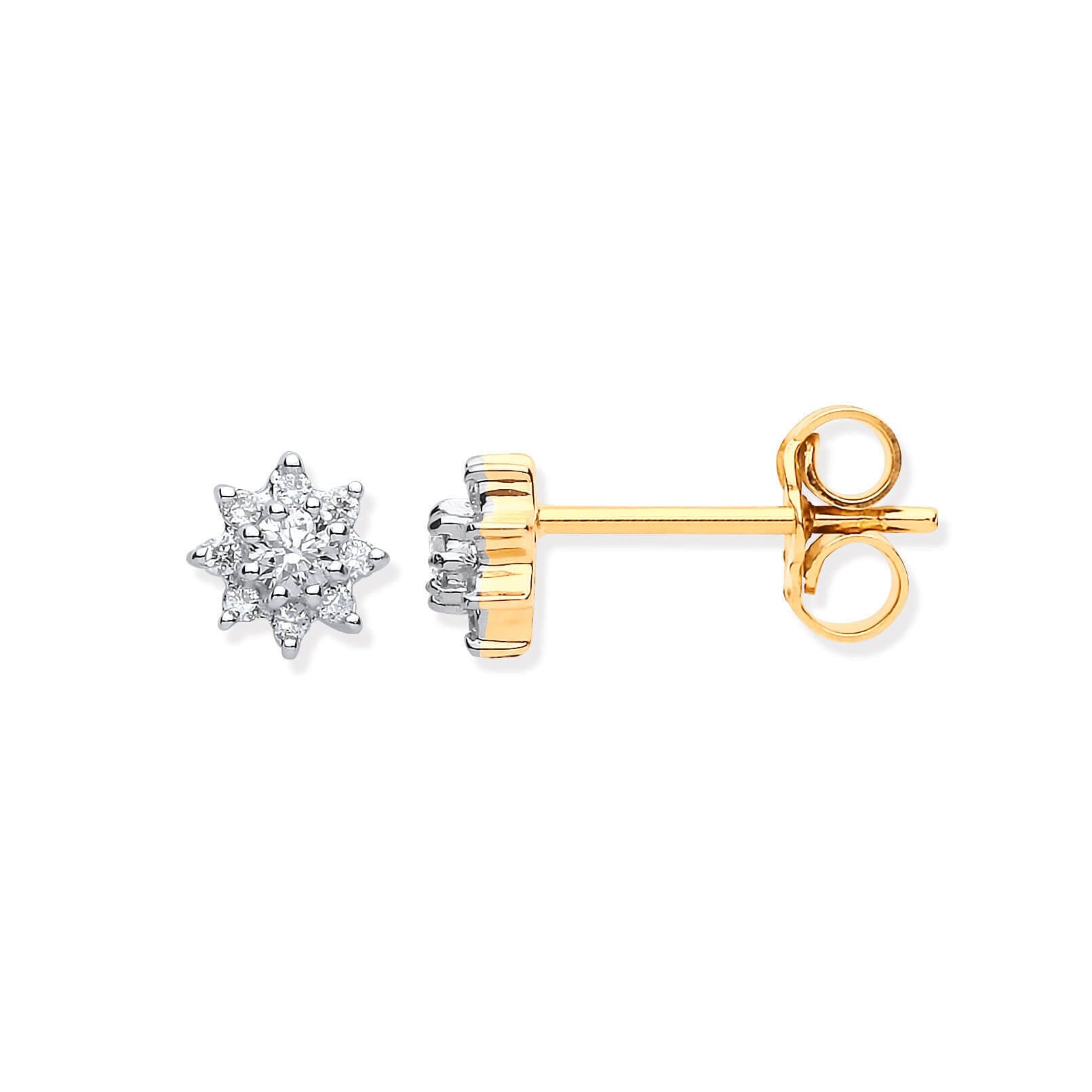 Nnamdi 9k Yellow Gold Diamond Cluster Stud Earrings