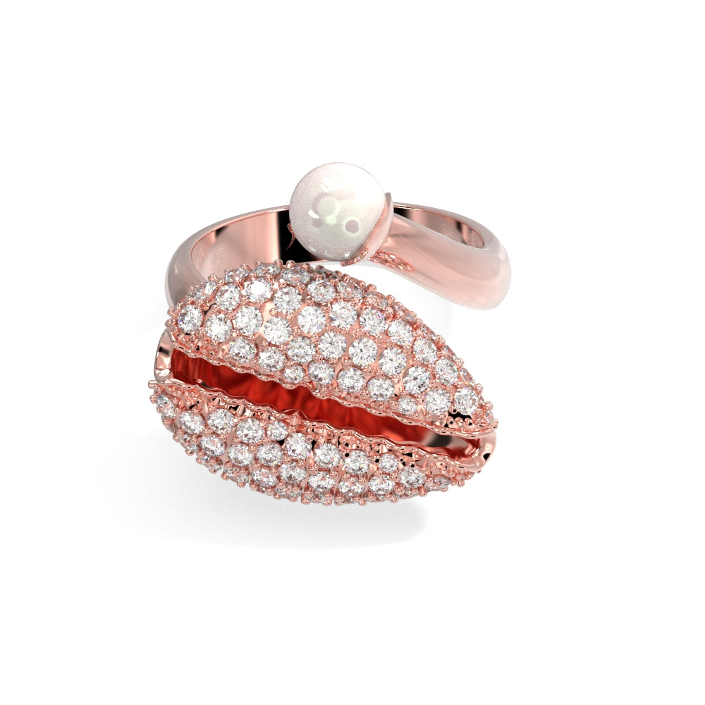 "Old Money" Rose Gold Diamond Pearl Ring by Nnamdi the Jeweller