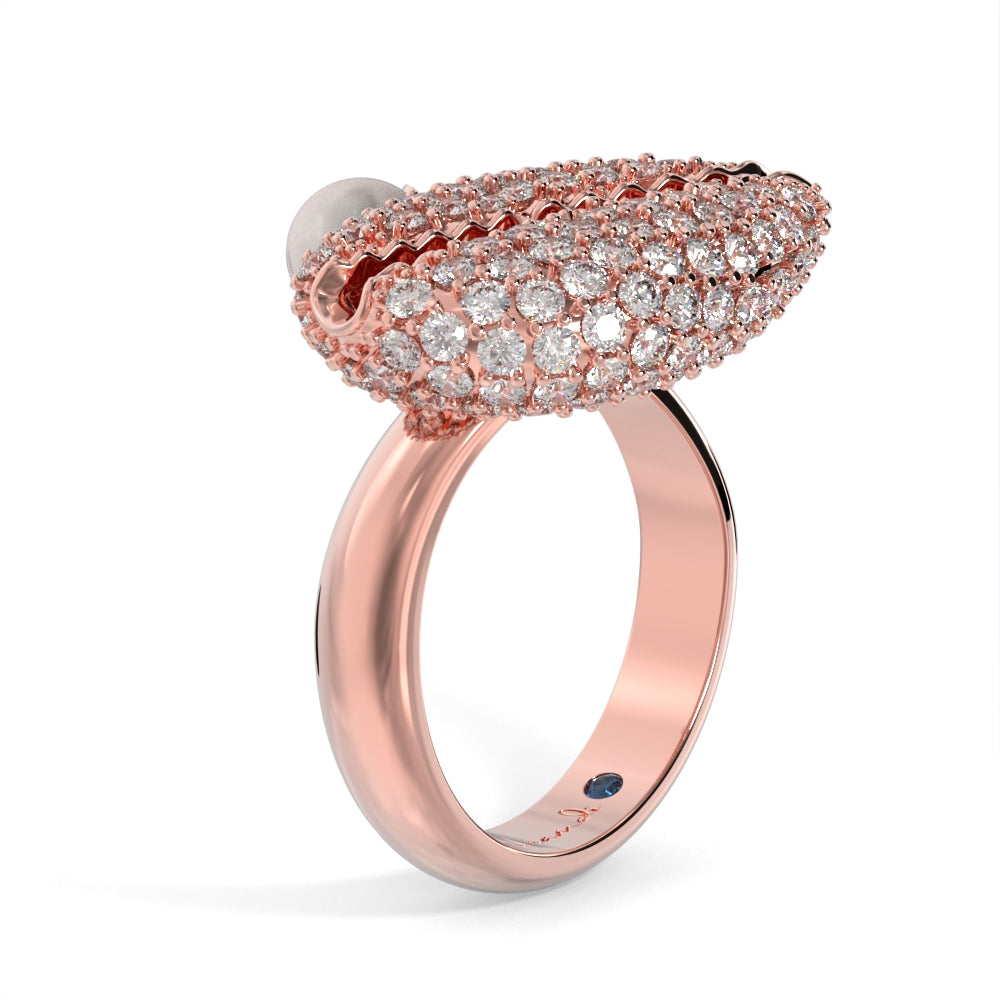 "Old Money" Rose Gold Diamond Pearl Ring by Nnamdi the Jeweller