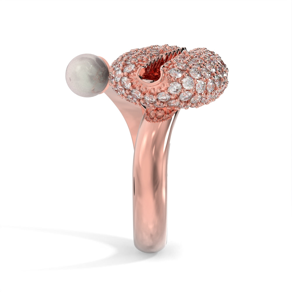"Old Money" Rose Gold Diamond Pearl Ring by Nnamdi the Jeweller