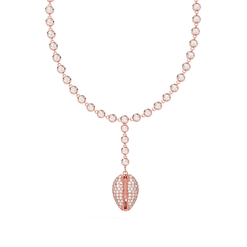 "Old Money" Rose Gold Rosary Style Diamond Necklace by Nnamdi the Jeweller.
