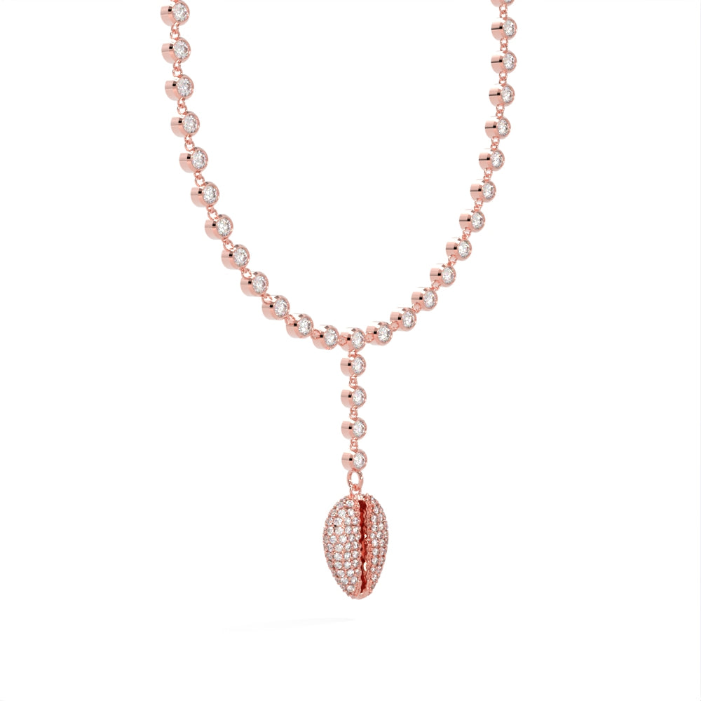 "Old Money" Rose Gold Rosary Style Diamond Necklace by Nnamdi the Jeweller.