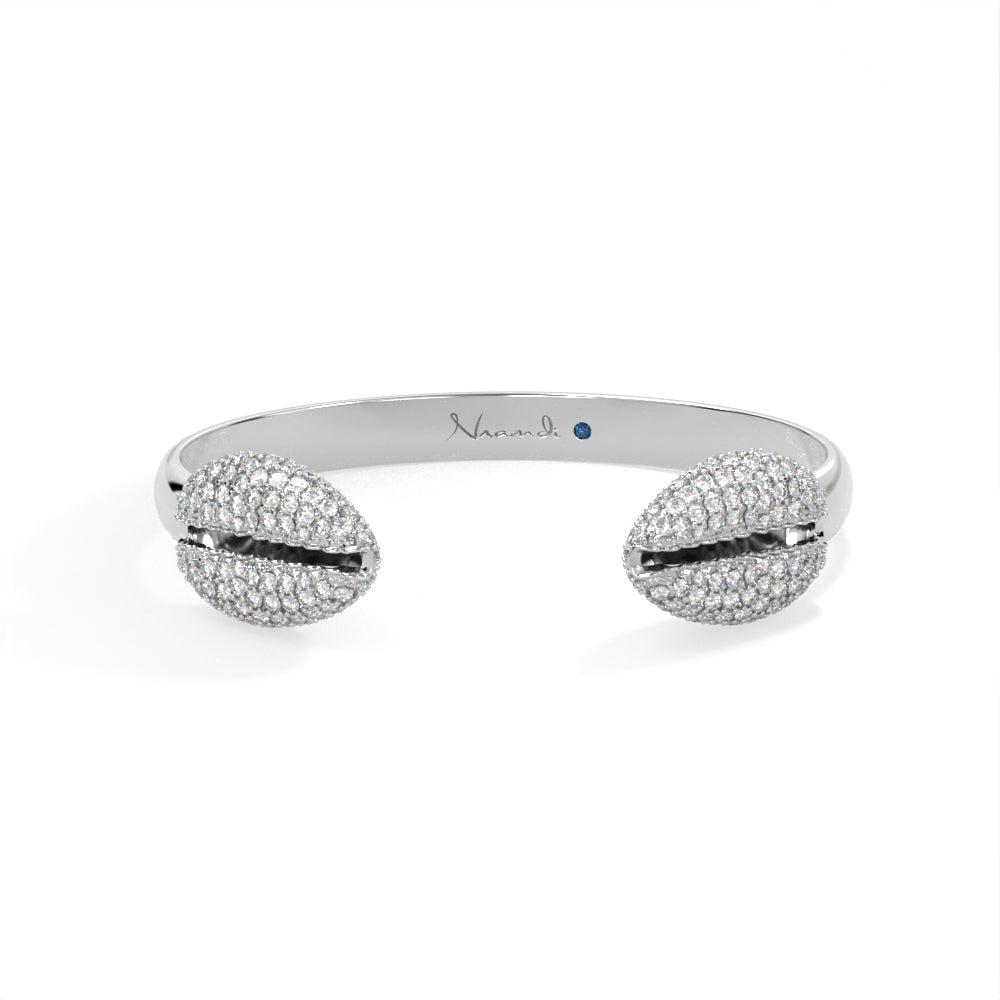 "Old Money" White Gold Diamond Cuff Bangle II by Nnamdi the Jeweller