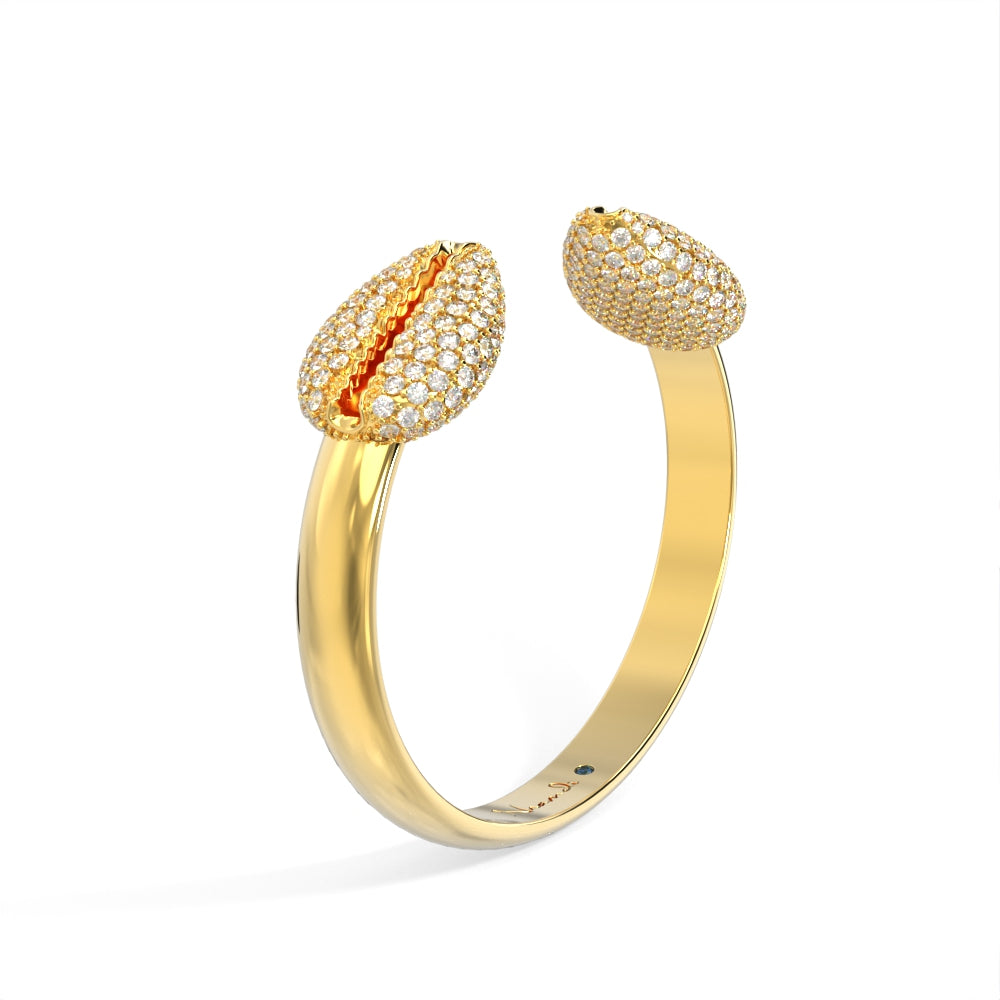 "Old Money" Yellow Gold Diamond Cuff Bangle II by Nnamdi the Jeweller