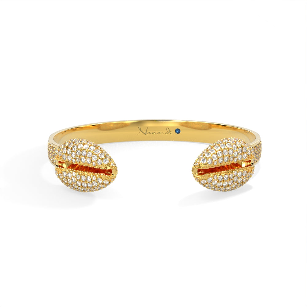 “Old Money” Yellow Gold Diamond Cuff Bangle by Nnamdi the Jeweller